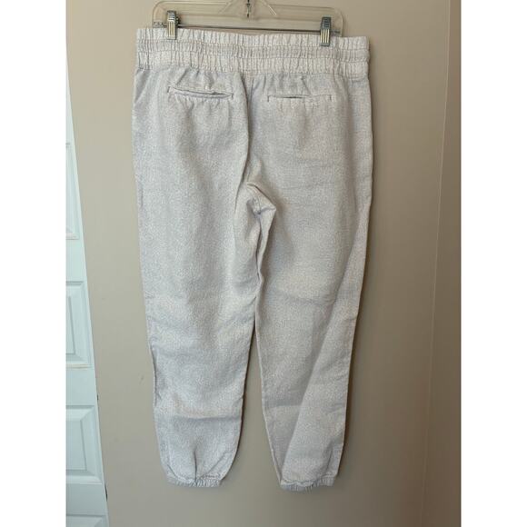 Athleta Cabo Linen Jogger Micro Cheetah Abalone Grey White Size 12 - Picture 2 of 7